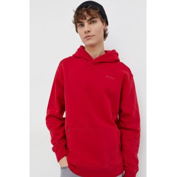 Hollister Co. bluza barbati, culoarea rosu, cu glugă, neted