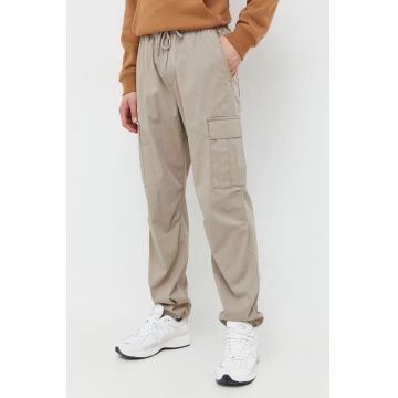 Hollister Co. pantaloni barbati, culoarea bej, cu fason cargo