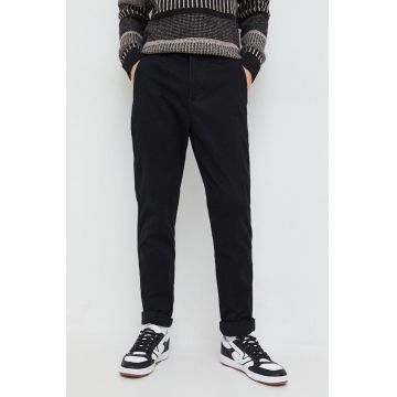 Hollister Co. pantaloni barbati, culoarea negru, mulata