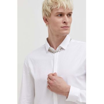 HUGO cămașă din bumbac bărbați, culoarea alb, cu guler clasic, slim 50508324