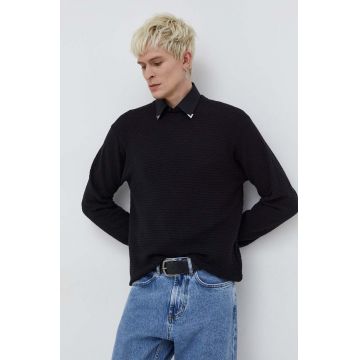 HUGO pulover de bumbac culoarea negru