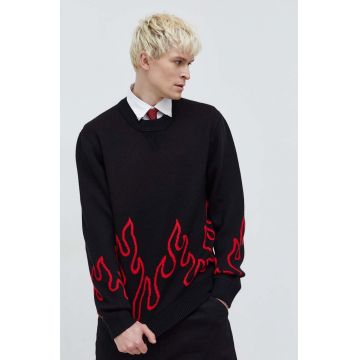 HUGO pulover de lana barbati, culoarea negru