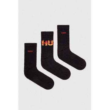 HUGO șosete 3-pack bărbați, culoarea negru 50510808