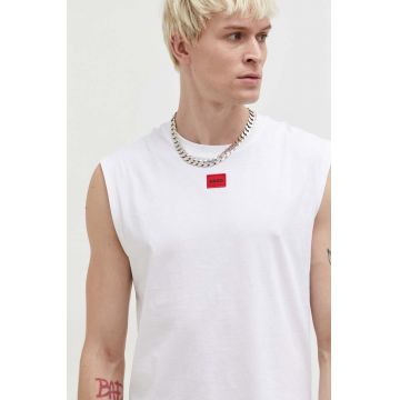 HUGO tricou din bumbac barbati, culoarea alb