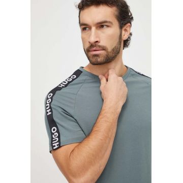 HUGO tricou lounge culoarea verde, cu imprimeu