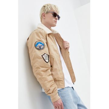 Karl Kani geaca bomber barbati, culoarea bej, de iarna