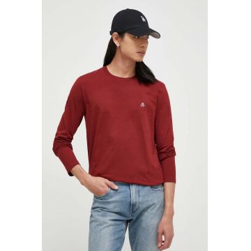 Marc O'Polo longsleeve din bumbac culoarea bordo, neted