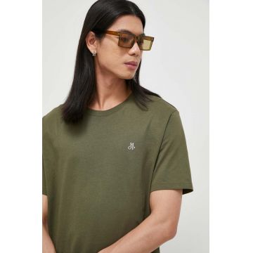 Marc O'Polo tricou din bumbac barbati, culoarea verde, neted