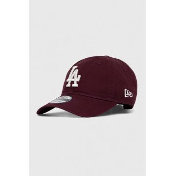 New Era șapcă de baseball din bumbac culoarea bordo, cu imprimeu, LOS ANGELES DODGERS