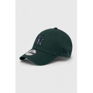 New Era șapcă de baseball din bumbac culoarea verde, cu imprimeu, NEW YORK YANKEES