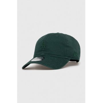 New Era șapcă de baseball din bumbac culoarea verde, neted, LOS ANGELES DODGERS