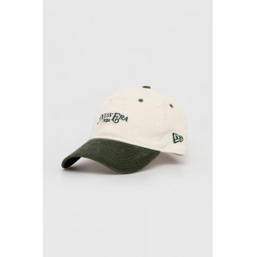New Era șapcă de baseball din catifea culoarea bej, cu imprimeu