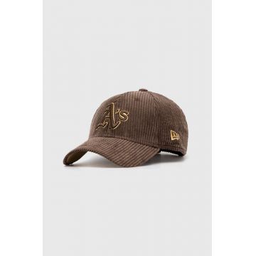 New Era șapcă de baseball din catifea culoarea maro, cu imprimeu, OAKLAND ATHLETICS