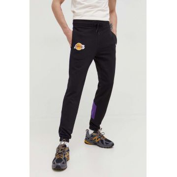 New Era pantaloni de trening culoarea negru, modelator, LOS ANGELES LAKERS