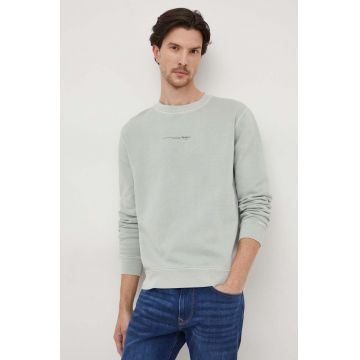 Pepe Jeans hanorac de bumbac Dave Crew barbati, culoarea verde, cu imprimeu