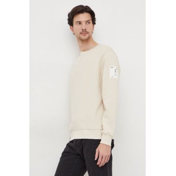 Pepe Jeans hanorac de bumbac Ray barbati, culoarea bej, cu imprimeu Pepe Jeans hanorac de bumbac Ray barbati, culoarea bej, cu imprimeu
