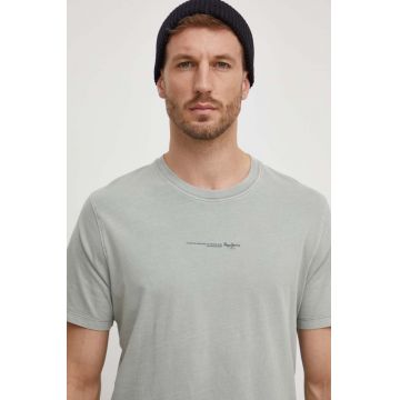 Pepe Jeans tricou din bumbac Dave Tee barbati, culoarea verde, cu imprimeu