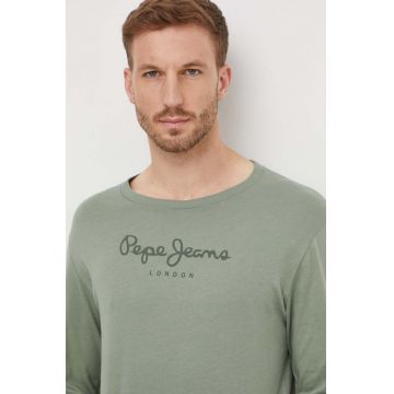 Pepe Jeans tricou din bumbac Eggo barbati, culoarea verde, cu imprimeu