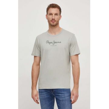 Pepe Jeans tricou din bumbac Eggo barbati, culoarea verde, cu imprimeu