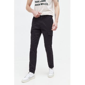 Tommy Jeans pantaloni barbati, culoarea negru, cu fason cargo