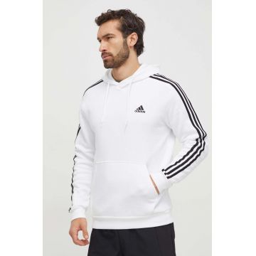 adidas bluză bărbați, culoarea alb, cu glugă, cu imprimeu IJ6476