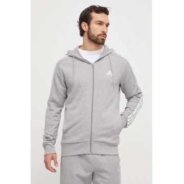 adidas hanorac de bumbac barbati, culoarea gri, cu glugă, melanj