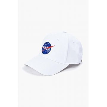 Alpha Industries șapcă de baseball din bumbac NASA Cap culoarea alb, cu imprimeu 186903.09-white Alpha Industries șapcă de baseball din bumbac NASA Cap culoarea alb, cu imprimeu 186903.09-white