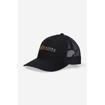Alpha Industries șapcă Trucker Cap culoarea negru, cu imprimeu 106901.03-black