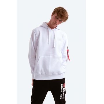 Alpha Industries bluză barbati, culoarea alb, cu glugă, cu imprimeu 178318.09-white