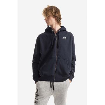 Alpha Industries bluză barbati, culoarea albastru marin, cu glugă, cu imprimeu 118342.07-navy