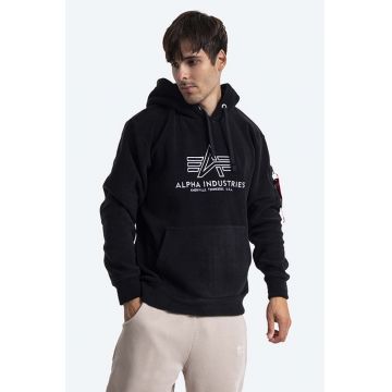 Alpha Industries bluză barbati, culoarea negru, cu glugă, cu imprimeu 118341.03-black