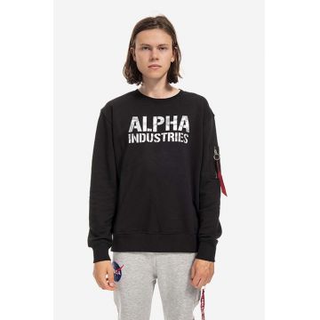 Alpha Industries bluză barbati, culoarea negru, cu imprimeu 176301.95-black