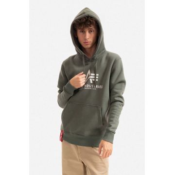 Alpha Industries bluză barbati, culoarea verde, cu glugă, cu imprimeu 178312.432-green