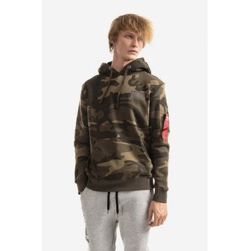 Alpha Industries bluză barbati, culoarea verde, cu glugă, modelator 178318C.239-green