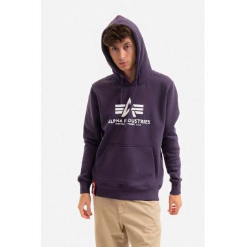 Alpha Industries bluză barbati, culoarea violet, cu glugă, cu imprimeu 178312.452-violet