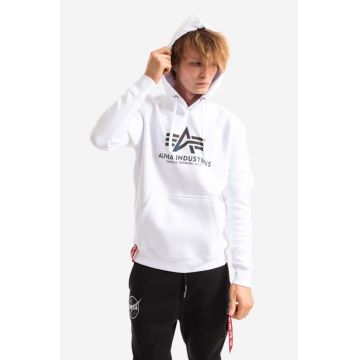 Alpha Industries bluză Basic barbati, culoarea alb, cu glugă 178312RR.09-white