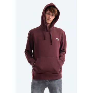 Alpha Industries bluză Basic barbati, culoarea bordo, cu glugă, cu imprimeu 196318.21-maroon