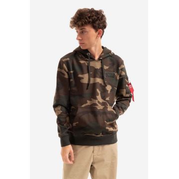 Alpha Industries bluză Basic barbati, culoarea verde, cu glugă, modelator 178318C.408-green