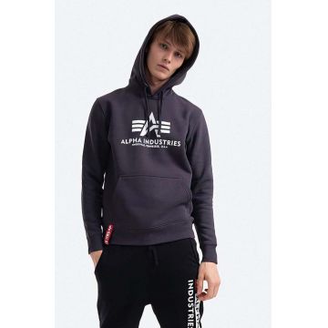 Alpha Industries bluză Basic Hoody barbati, culoarea albastru marin, cu glugă, cu imprimeu 178312.466-navy