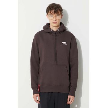 Alpha Industries bluză Basic Hoody Small Logo bărbați, culoarea maro, cu glugă, cu imprimeu 196318.696