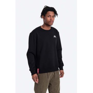 Alpha Industries bluză Basic Sweater Small Logo bărbați, culoarea negru, uni 188307.03-black