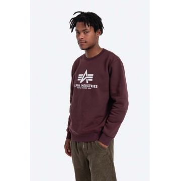 Alpha Industries bluză bluză Alpha Industries Basic 178302 21 barbati, culoarea bordo, cu imprimeu 178302.21-maroon