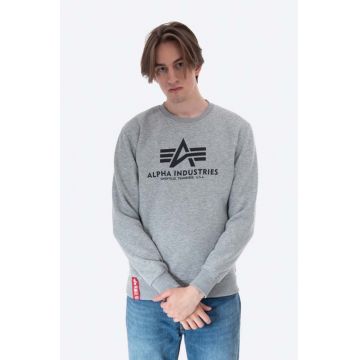 Alpha Industries bluză bluză Basic Sweater bărbați, culoarea gri, cu imprimeu 178302.17-grey