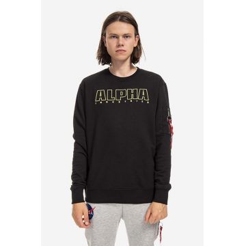 Alpha Industries bluză Embroidery barbati, culoarea negru, cu imprimeu 116312.03-black