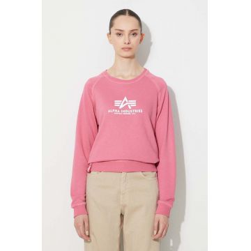 Alpha Industries bluză New Basic Sweater Wmn barbati, culoarea roz, cu imprimeu 196031.49-pink