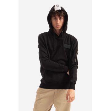 Alpha Industries bluză Red Stripe Hoody bărbați, culoarea negru, cu glugă, cu imprimeu 178314.95-black