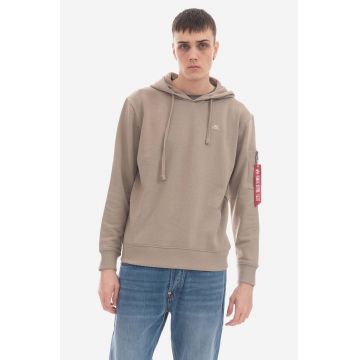 Alpha Industries bluză X-Fit Hoody 158321 679 barbati, culoarea maro, cu glugă, neted 158321.679-brown