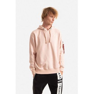Alpha Industries bluză X-Fit Hoody barbati, culoarea bej, cu glugă, neted 158321.640-cream
