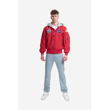 Alpha Industries geacă bomber Alpha Industries MA-1 Zip Hood Apollo 136106 665 barbati, culoarea rosu, de tranzitie 136106.665-red