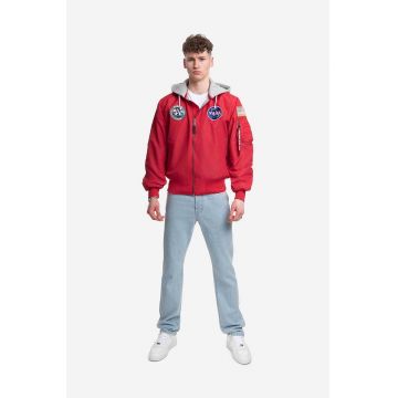 Alpha Industries geacă bomber Alpha Industries MA-1 Zip Hood Apollo 136106 665 bărbați, culoarea roșu, de tranziție 136106.665-red